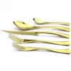30st. Ny ankomst Glänsande guld 304 Rostfritt stål Cutlery Set Middagsuppsättning Silver Fork Kniv Kniv Tabeller för 6