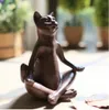 Kreatywna żywica Joga Kot Figurka Vintage Lucky Cat Statua Home Decor Crafts Room Decoration Obiekty Żywica Zwierząt Sporty Figurka