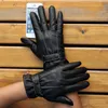 Beliebte Männer Frauen-Bildschirm-Berührung Schwarzer Leder wasserdichte warme Handschuhe für Geschenk