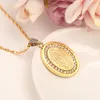 Religious Jewelry Statement Necklace Punk Women Men Accessories 14k Fine Solid Yellow Gold GF Chains Virgin Mary crystal cz Pendan327T