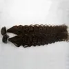Lockig keratin mänsklig fusion hår nagel u tip maskin gjord remy pre bonded hårförlängning 100g