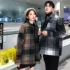 Cappotto di lana da donna Inverno 2018 Cappotti e giacche scozzesi da donna Donna Casual Giacca a vento coreana Coppia Autunno Caldo Capispalla