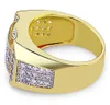 Herrenkonkave CZ Bling Bling 360 Eternity Ring herausgefahrene Ringe Kubische Zirkonia -Mikropavig Simulierte Diamanten Ring mit Geschenkbox 18k Gold plattiert