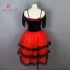 ダンスお気に入りの新しいバレエチュチュ黒ベルベットのボディスと赤いチュールバレエ衣装女性スペイン Tutu2640