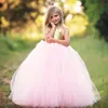 Sparkly Golden Sequins Flower Girls Dresses Jewel Neck Bow Ärmlös Tjej Pagant Klänning Puffy Tulle Boll Gown Födelsedag Klänning Skräddarsy