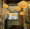 Bambu Hasır Rattan Bulut Gölge Kolye Işık Fikstürü Japon Tatami Asılı Tavan Lambası Plafon Cilası Avize Luminaria Design LLFA