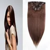 Clipe Em Extensões Do Cabelo Humano Máquina Feita Remy Do Cabelo 100G Máquina Feita Remy Clipe Na Extensão 7 PCS Definir Cabelo Virgem Reta Brasileira