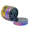 63 mm tabakslip icblue 4 lagen legering ijsblauw regenboog kruid grinder doolhof zijkant ramen rook slijpmachines rookfilter HH7-1442