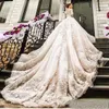 2018 арабский роскошный свадебное платье на заказ 3D цветочные аппликации с плеча кружева с длинными рукавами свадебные платья часовня свадебные платья