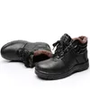 Zapatos de seguridad de cuero genuino, botas de trabajo con punta de acero, botas de seguridad de piel cálida para invierno para hombres, zapatos militares antideslizantes impermeables