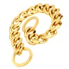 15mm 12-34inch 316L Stainless Steel Gold Color High Quality Dog Pet Link Chain Collars Necklace VICHOK