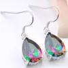 6 Paires Luckyshine Bright Drop Rainbow Fire Mystic Topaz Gems 925 Sterling Silver Plaqué Boucles d'oreilles Russie Canada Drop Boucles d'oreilles Bijoux