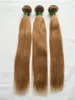 Color 30 Peruvian Straight Hair 3 Bundles With Closure New Arrival Peruvian Honey Blonde Remy Human Hair Weave Bundles With Lace 9890948