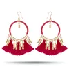 Bohemian Earrings Thread Beaded Kwastje Fringe Drop Dangle Gifts for Women Daily Jewelry 5 Color