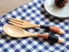 Новый нескользящей твердой древесины основной цвет деревянная ложка вилка посуда из двух частей японский стиль посуда бесплатная доставка