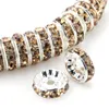 Tsunshine 100 peças rondelle espaçador contas de cristal banhadas a prata strass checo contas soltas para fazer joias pulseiras diy3839263