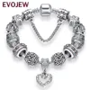 Charm Bracelets Fashion Antique 925 Silver Bangles Crystal Heart Beads Bracelet For Women DIY Original Jewelry Gift13457161