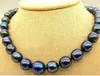 Collana di perle coltivate d'acqua dolce nere di Tahiti da 10-11 mm naturali fatte a mano 18''