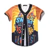 Mens einzelner Breasted 3d-shirt Streetwear Hip Hop Sommer T-shirt Bel Air 23 Frische Prinz Chill Blume Überwachen Baseball Jersey
