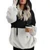 Womens Oversized Winter Thicken Warm Long Sleeve Hoodies Drawstring Fluffy Faux Fleece Pullover Sweatshirt Coat Tops