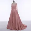 High Quality Wine Red Evening Dresses Heavy Handmade Long Sleeve Dance Party Dresses bean Paste Long Tail Prom Dresses HY290