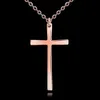Simple Cross Pendant Chain 18k Rose Gold Filled Womens Mens Crucifix Pendant Necklace Gift Fashion Accessories Present