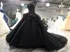 Ny ankomst Luxury Ball Gown Black Wedding Dresses 2020 Gothic Court Vintage Non White Bridal Gowns Pricness Long Train Beaded Cap Sleeves