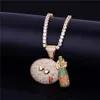 New Real Pendant Necklaces Man/ Women Hip-hop Jewelry Zircon Copper Plated 18k gold Smile Bottle 3 Color Drop shipping