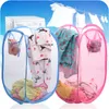 Dirty Clothes Storage Basket Foldable Pop Up Mesh Laundry Basket Easy To Accept Resuable Bags Multi Colors 2 56kq BB