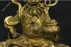 15" China Fengshui Brass Bronze Lucky On Tiger Zhao Gong Ming Wealth God Statue