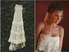 Vintage Style Boho Beach Wedding Dresses Sexy Spaghetti Straps Tiered Lace Chiffon A Line Bridal Gowns