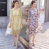 Abito premaman in chiffon con stampa a fiori piccoli Abiti estivi alla moda coreana per donne incinte Abbigliamento floreale in gravidanza