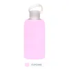 Mode farbenfrohe 500 ml Glaswasserflasche Glas Schönes Geschenk Frauen Wasserflaschen mit schützender Siliziumgehäuse Neuankömmlinge 9287592