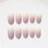 New 24pcs sexy nude purple Gradient color False Nail Art With Glue plain color Fake Nail Tip Finished manicure nail sticker