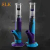 Alto 14 pollici percolatore in vetro bong in silicone narghilè tubo dritto inebriante dab rig tubo staccabile per bruciatore a nafta con stelo in vetro da 14 mm