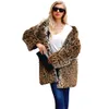 Зимние женщины леопардовый принт из искусственной меховой куртки пальто пальто пальто дамы густые теплые длинные пальто с капюшоном женские меховые куртки