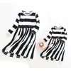 Family Matching Dress Outfits 2020 Newest Long Sleeve Black and White Striped Mother And Daughter Clothes Mom Baby Casual Dresses