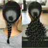 Brezilyalı Saç Ponytails 100% İnsan Saç Uzantıları Klip Güzel Curl Islak Ve Dalgalı Ucuz 10-22 inç Dantel Wrap Şerit Ponytails 120g