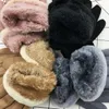 New Suede Single-threaded Mouth Split Gloves for Autumn and Winter Warm Outdoor Furry Student's Double-decker Thickened Lamb Suede Gloves