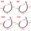 40PCS Hook rybny stalowej stali nierdzewnej Biała gruba tuńska przynęta Haczyk do połowów 39960 Rozmiar 8 0-15 0288W