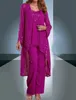 Chique Fuchsia moeder van bruid pant Suits 3 stuks chiffon formele moeders jurken met jas kralen speciale ocn plus size moeders dragen