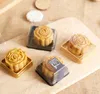 50g Moon Cake Brickor Moon Cake Packaging Boxes Guld Svart Plast Bottom Transparent Cover