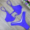 Högskuren thong baddräkt Hög midja baddräkt Solid badkläder Kvinnor Brasilianska Biquini Swim Beach Micro Bikini Set5832116