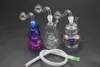 Pipes à eau en verre Bong en ligne Perc Recycler barboteur 10mm Joint Hookah Mini Bongs avec tuyau et bol bouche filtre tuyau de brûleur à mazout en verre