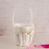 白いエレガントなフラワーガールバスケット美しい丸シルク小さな花のバスケットウェディングウェディングウェディングアクセサリー新しいBL-5615