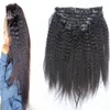 Grof Yaki Kinky Rechte Clip in Menselijk Hair Extensions Braziliaanse Remy Haar Natuurlijke Zwart Licht Yaki Haar Clip Ins 7 Stuks en 120G / Set