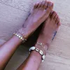 보헤미안 짠된 껍질 꽃 발목 팔찌 패션 수제 땋은 머리 구슬 anklets 여성을위한 해변 발 보석