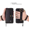 Wallet Case Zipper Purse Avtagbar Magnetic 14 Kort Slots Money Pocket Clutch Läder Plånbok Väska till iPhone XS plus Not 9 Gratis frakt