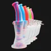 Silicone bong smoking hookah water pipe 8.3'' Double-filter oil rig portable super clear tobacco pipestem hookahs smoke bongs 14mm joint