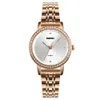 SKMEI Top Orologi da donna Orologio al quarzo Cinturino in acciaio inossidabile dorato rosa Orologio da polso da donna elegante in cristallo ghiacciato